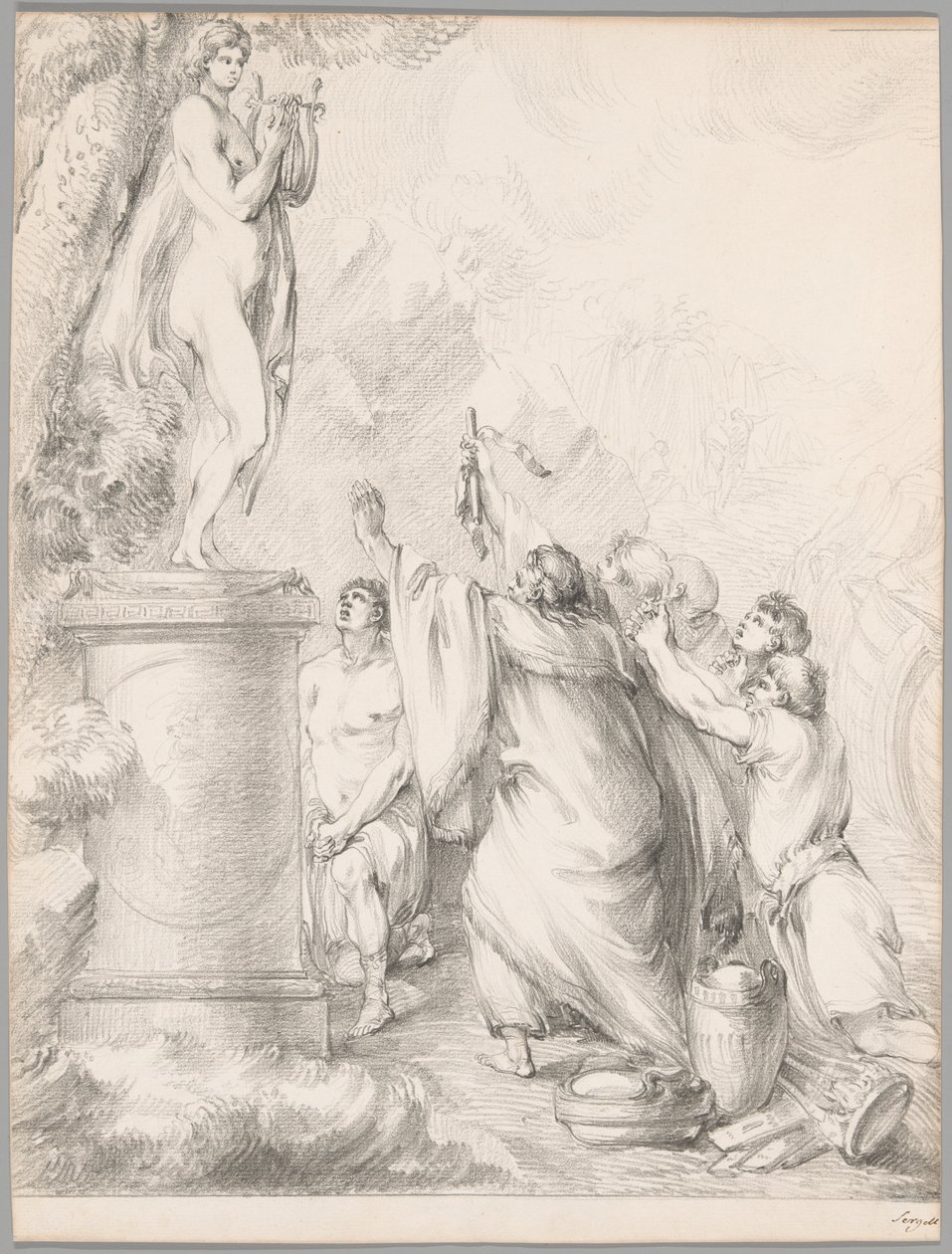 Chryses Imploring the Help of Apollo, from Iliad, Book I by Johan Tobias Sergel