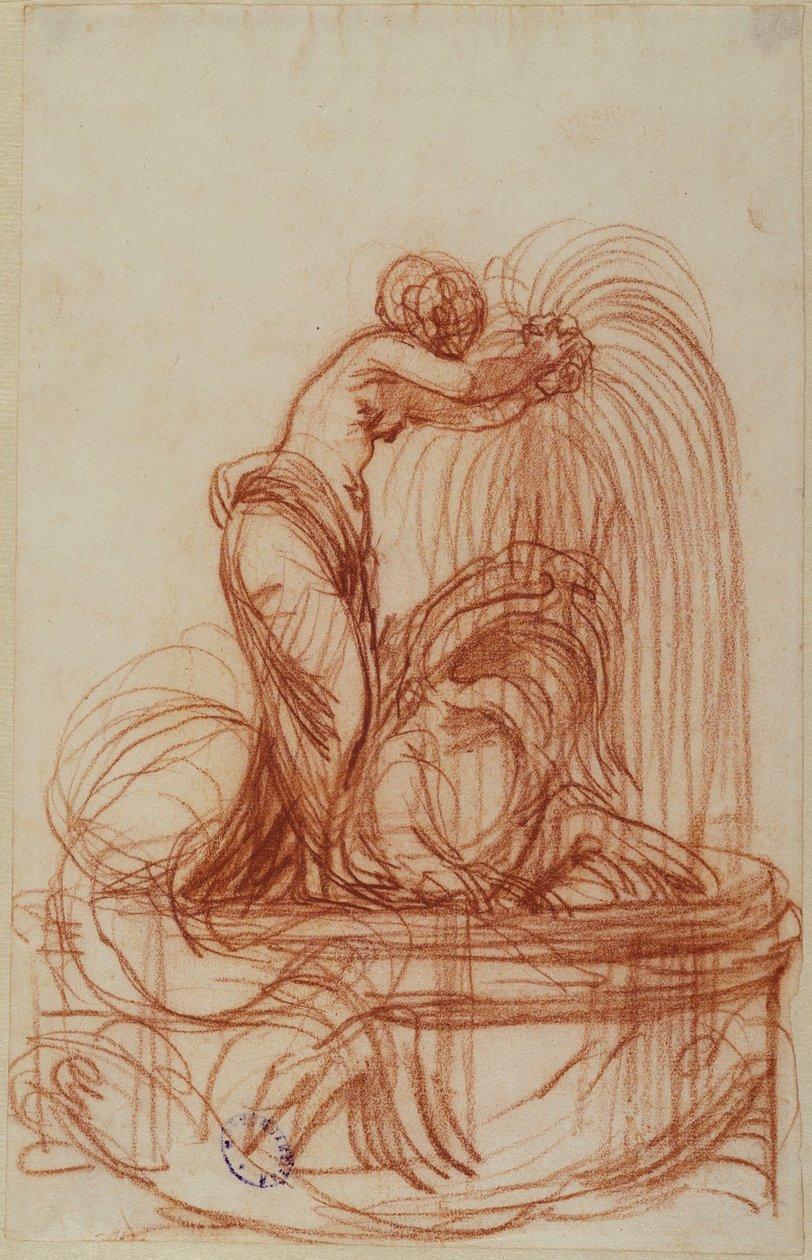 Proposal for a Fountain with Half-Naked Woman Leaning Over a Sea Creature by Johan Tobias Sergel
