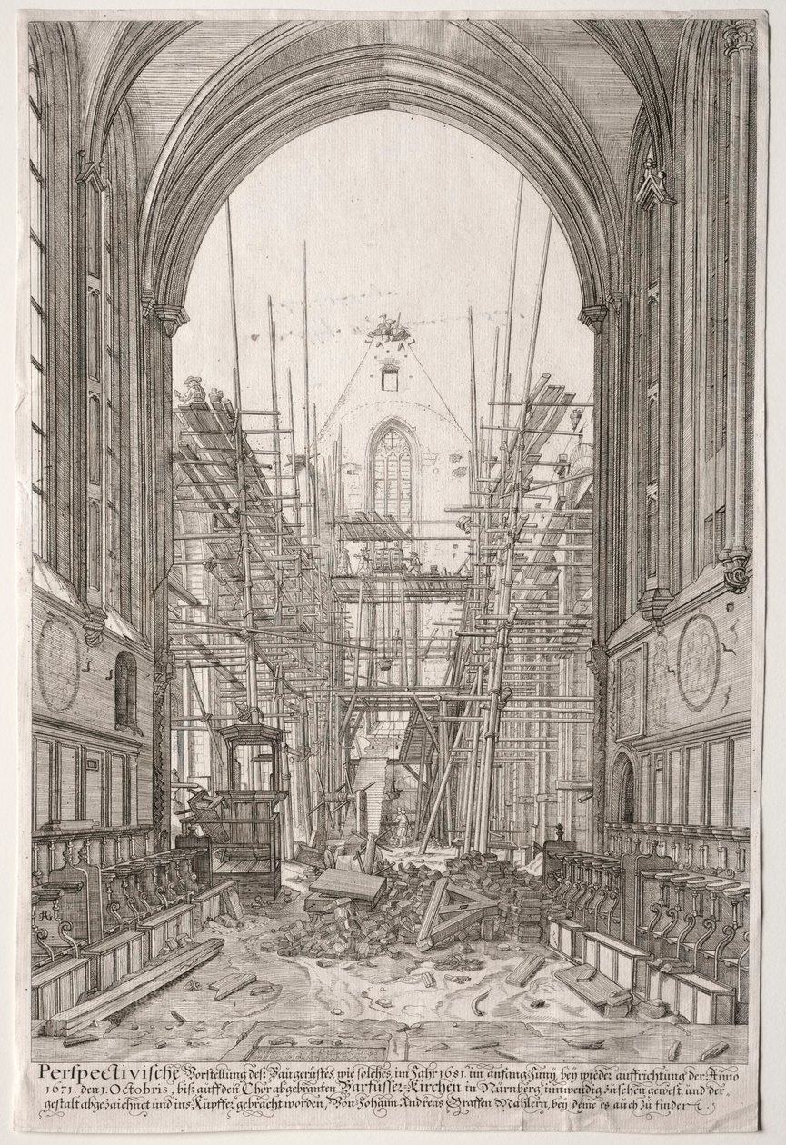 View in the Church of the Franciscans, Barfüsser-Kirke by Johan Ulrich Krauss