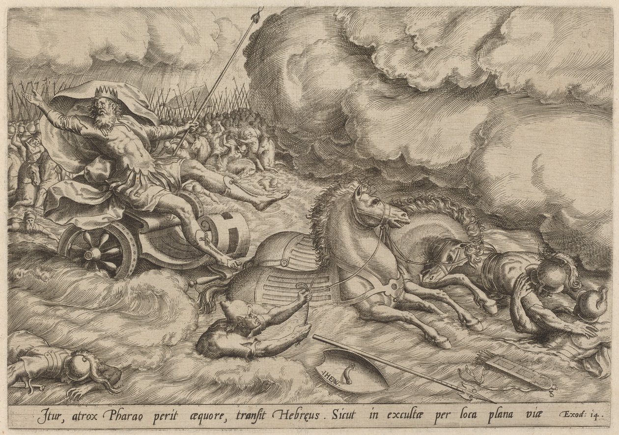 The Crossing of the Red Sea by Johan Wierix, after Maarten van Cleef