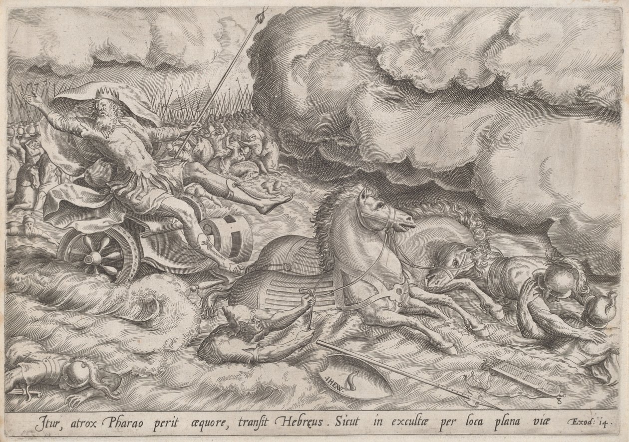 The Crossing of the Red Sea by Johan Wierix, after Maarten van Cleef