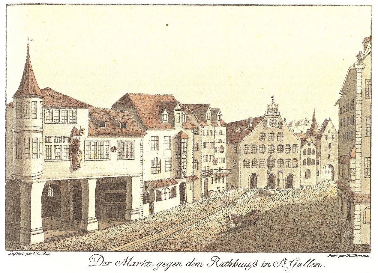 The Market towards the Town Hall in St. Gallen by Johann Conrad Mayr