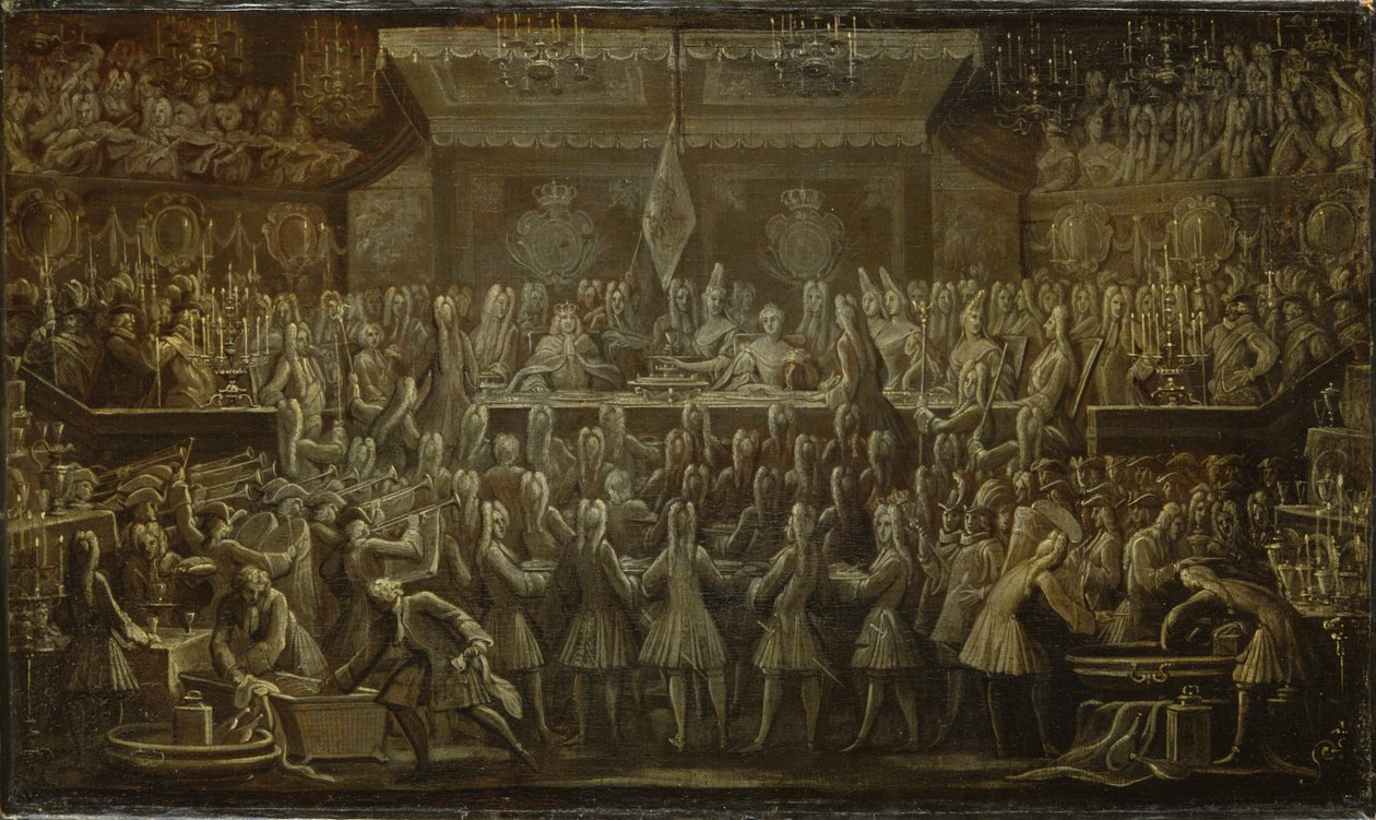Prussian Coronation Dinner for Frederick I by Johann Friedrich Wentzel