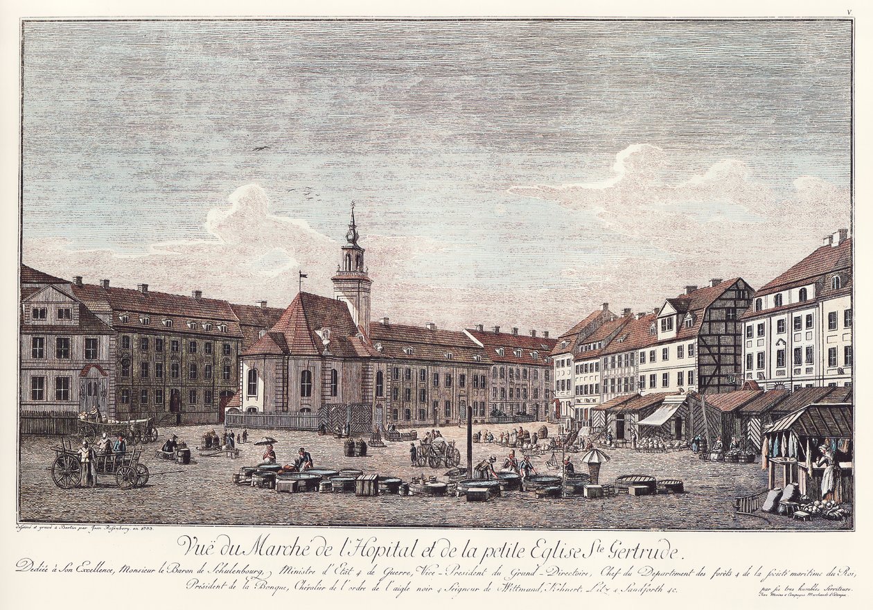 View of Spittelmarkt with Gertraudenkirche, Old Berlin by Johann Georg Rosenberg