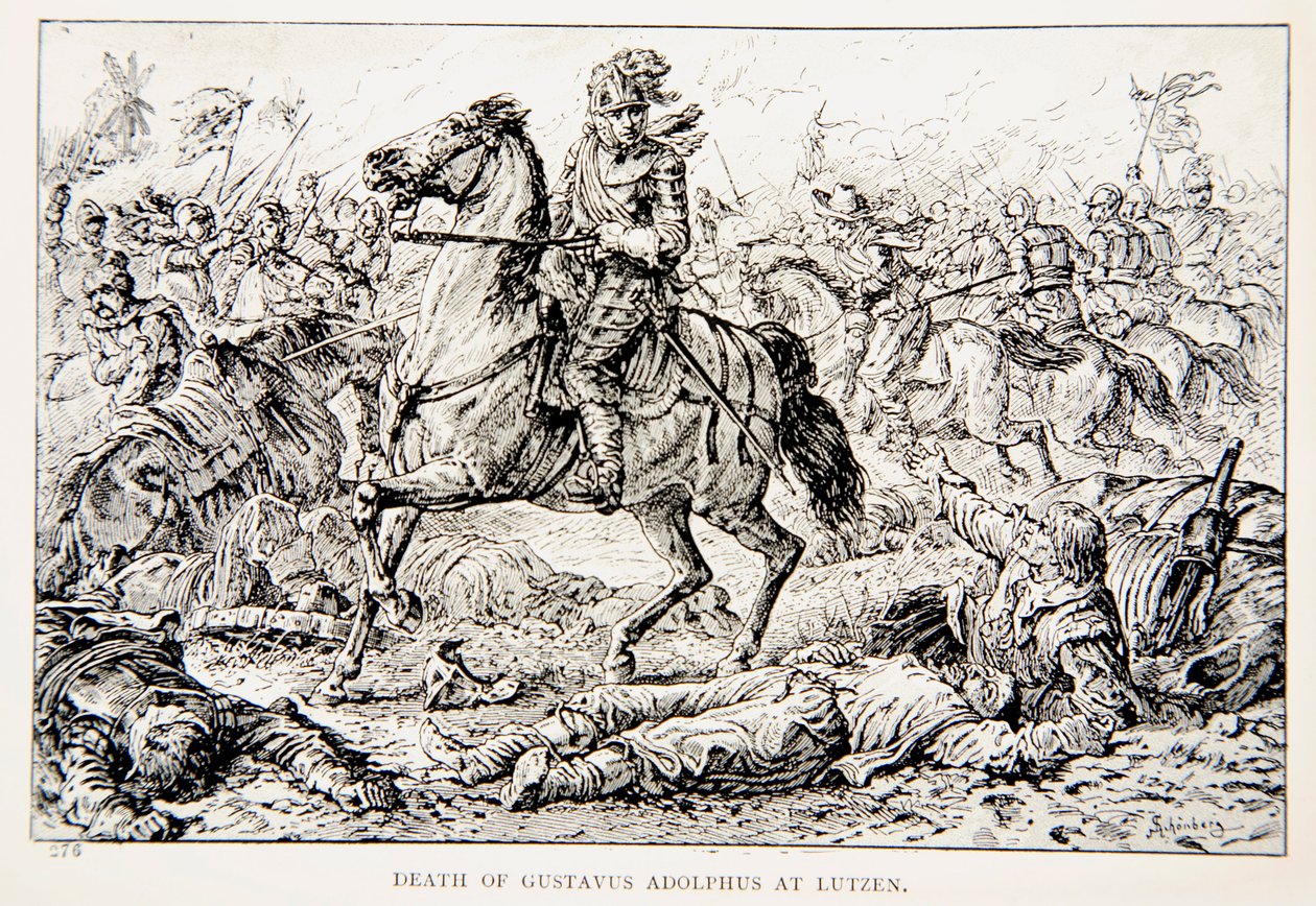 The Death of Gustavus Adolphus at Lutzen, an illustration from 