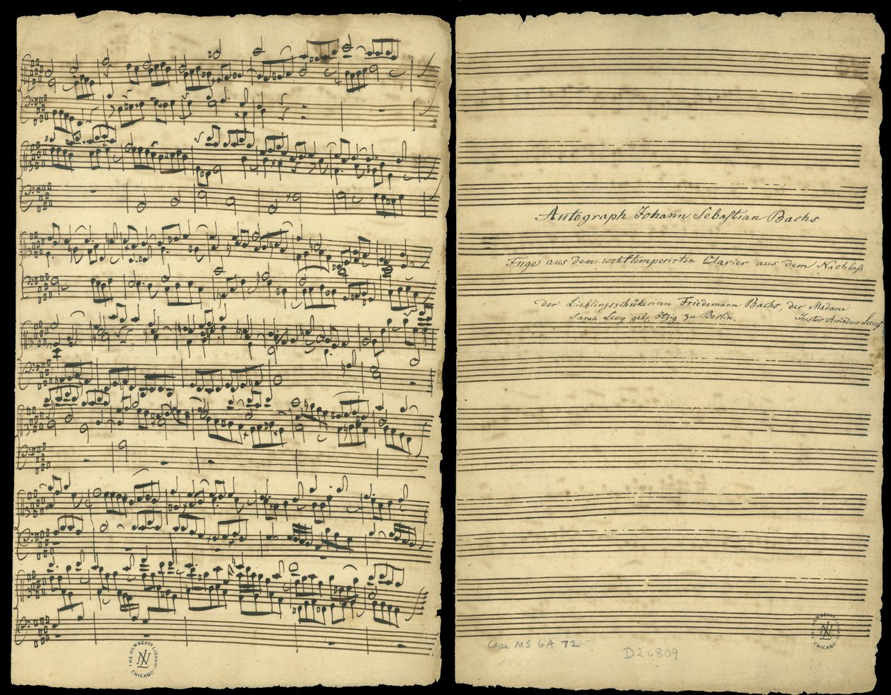 Autographed score of 'The Complete Fugue in B Major (no. 25)' from the ...