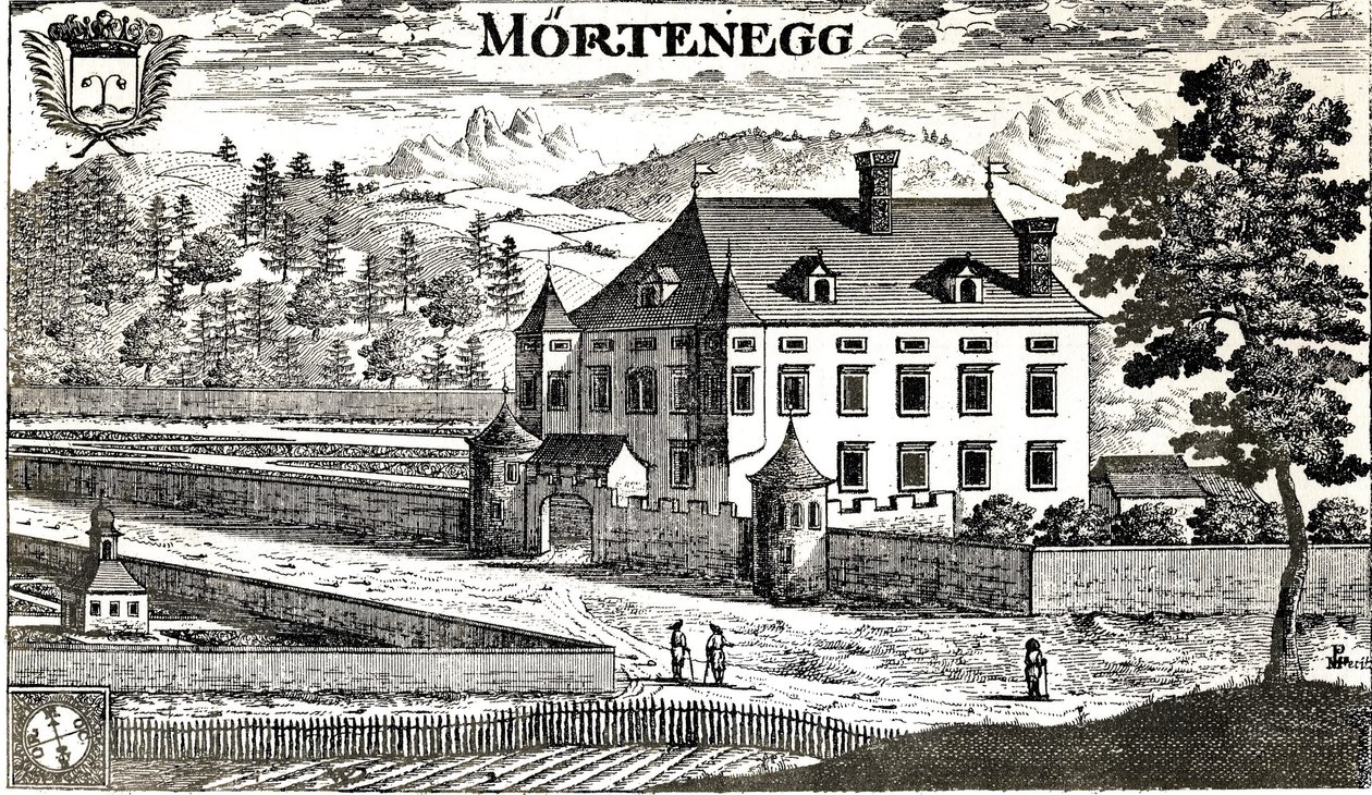Castle of Moertenegg in the Year 1680 in the Carinthian City of Villach in Carinthia / Austria / European Union by Johann Weikhard von Valvasor
