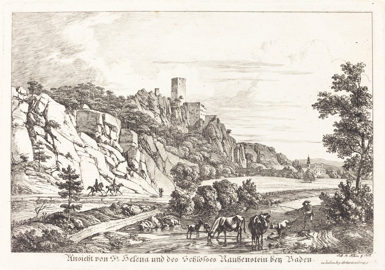 View of St. Helena and Rauhenstein Castle near Baden by Johann Adam Klein