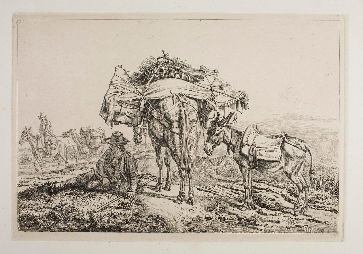 Packed Mule in the Countryside by Johann Adam Klein