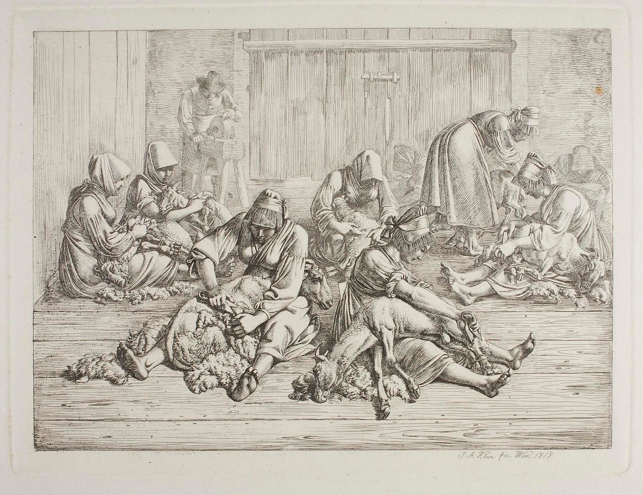 Sheep-Shearing by Johann Adam Klein