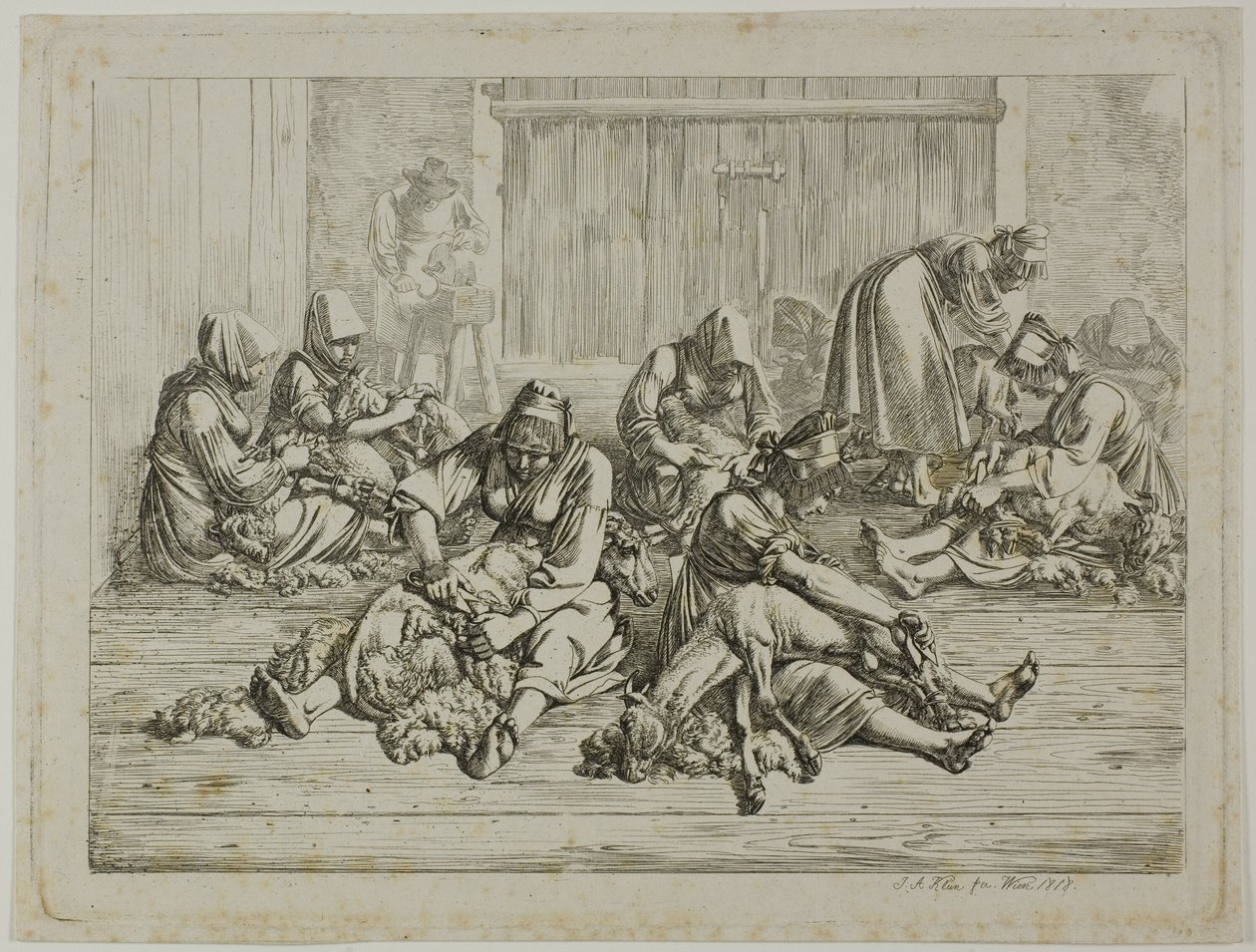 Sheepshearing by Johann Adam Klein