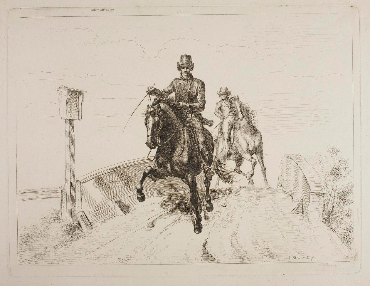 Two Riders at a Gallop on a Bridge by Johann Adam Klein