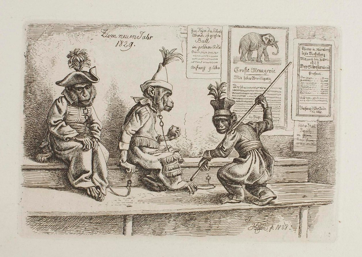 For the New Year 1829. Monkeys by Johann Adam Klein