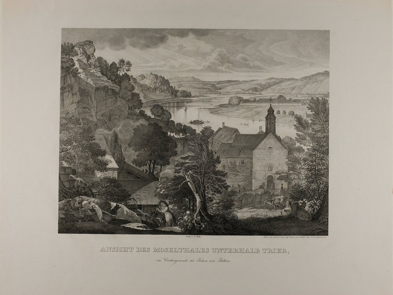 View of the Mosel Valley below Trier with the Rocks of Pallien in the Foreground by Johann Anton Alban Ramboux