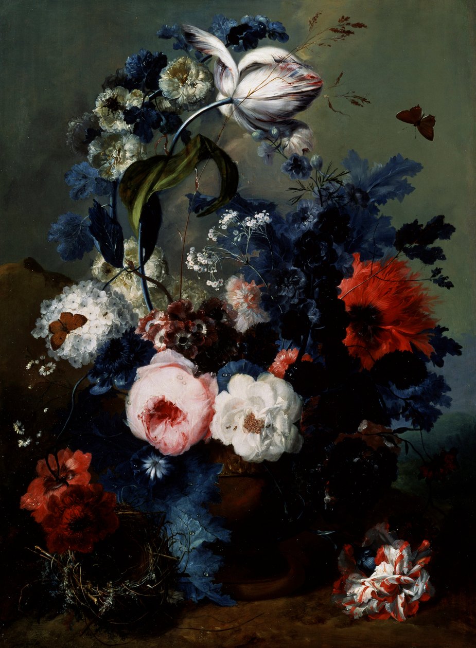 Still Life of Roses, Poppies, and Irises. Painting by Johann Baptist Drechsler (1756-1811) Private Collection. by Johann Baptist Drechsler