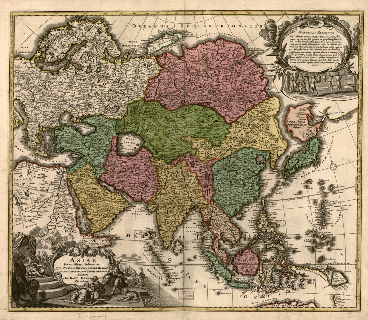 Recent Map of Asia, Showing the States and Empires of the Entire East along with the Eastern Indies by Johann Baptist Homann
