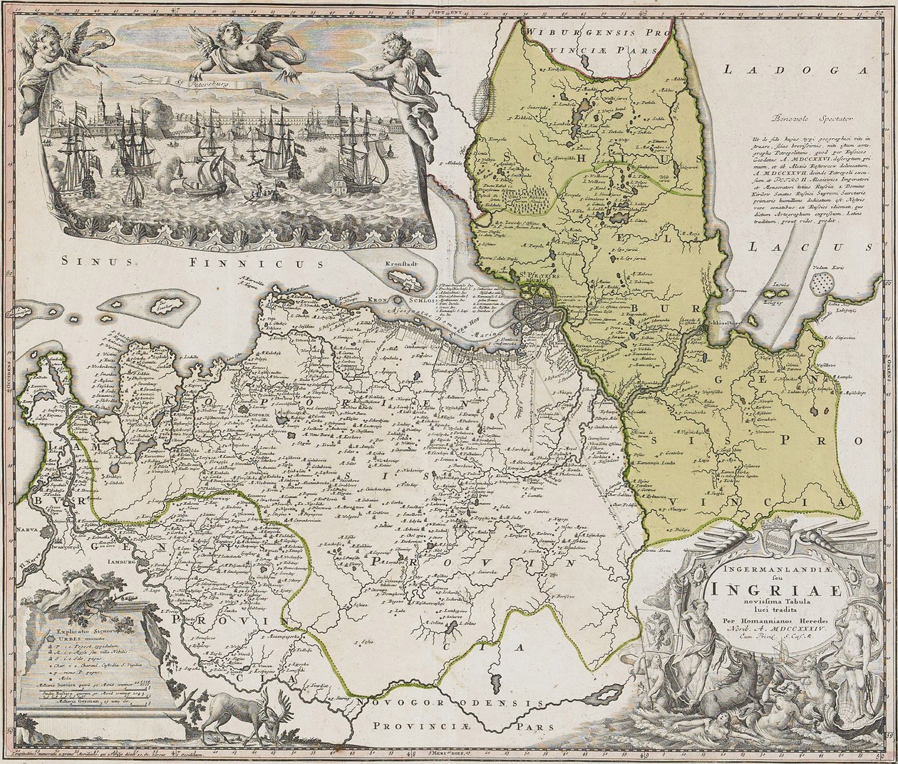 Map of Ingria with View of Saint Petersburg by Johann Baptista Homann