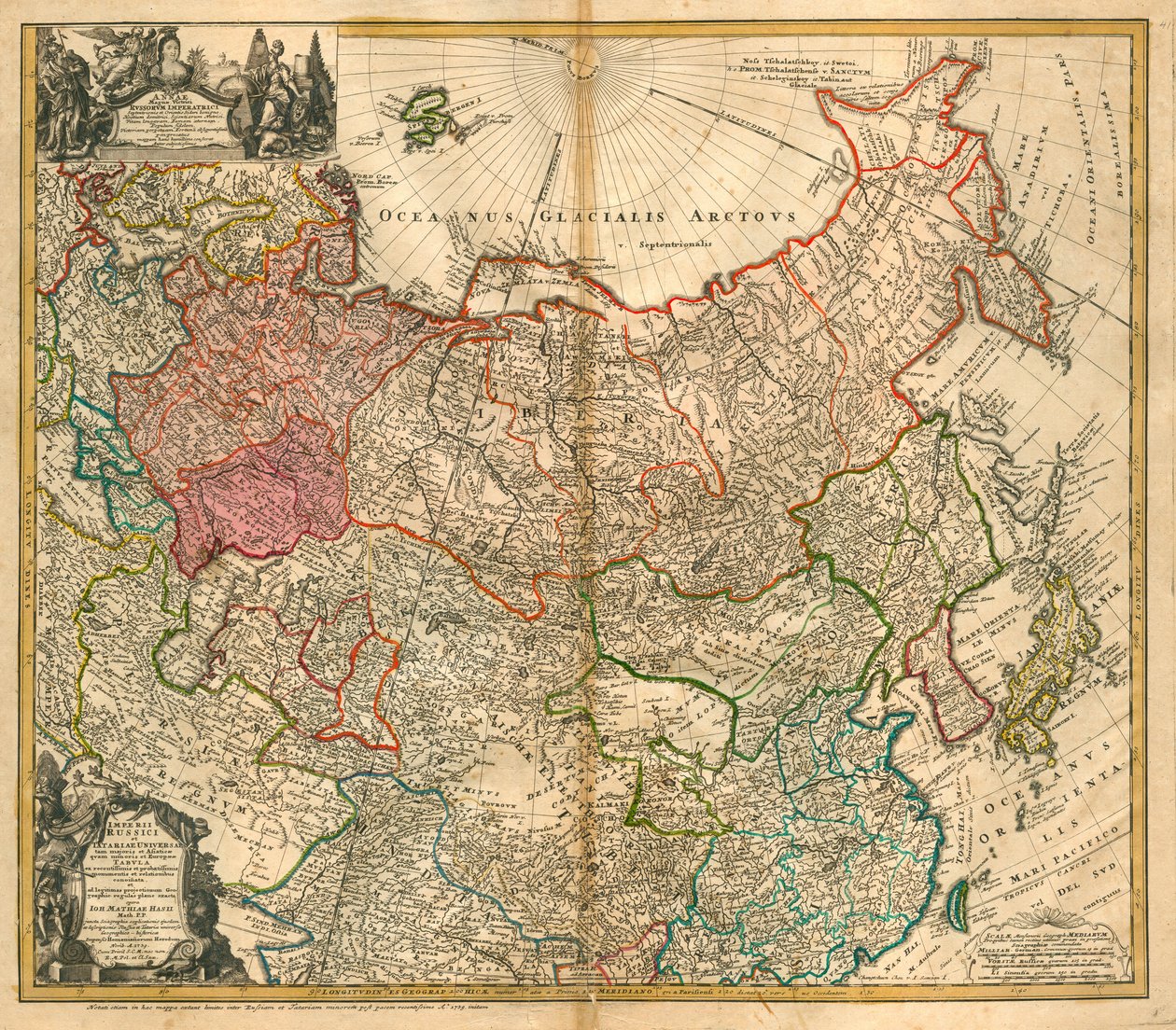 Map of Russia from: Imperii Russici et Tartariae Universae tam Majoris et Asiaticae quam Minoris et by Johann Baptista Homann