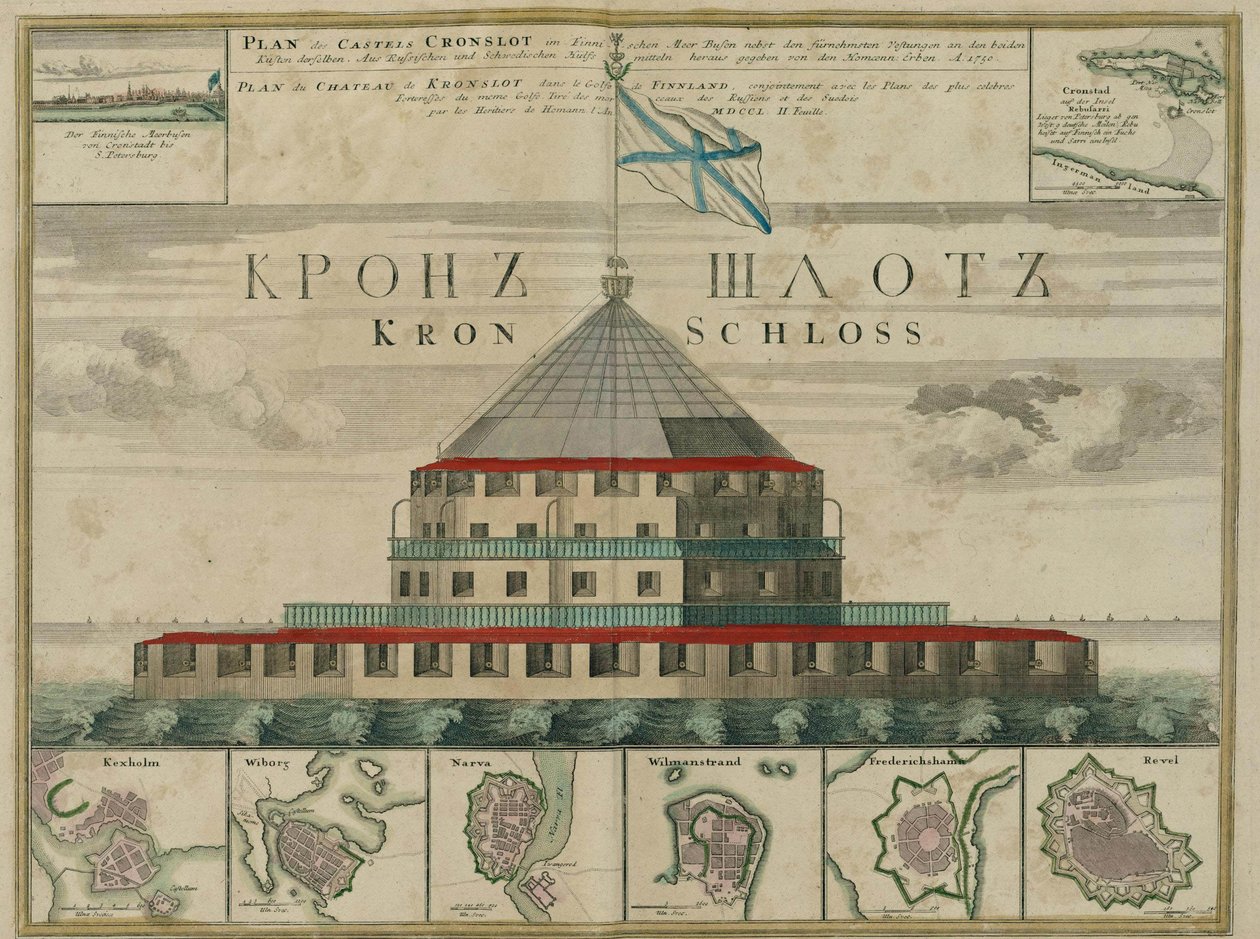 Plan of the Kronstadt Fortress by Johann Baptista Homann