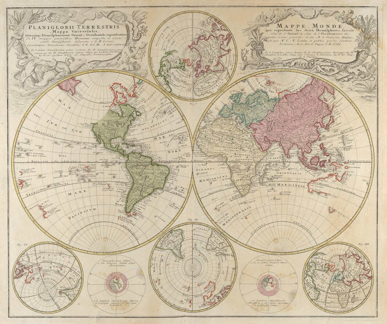 Planiglobii Terrestris Mappa Universalis by Johann Baptista Homann
