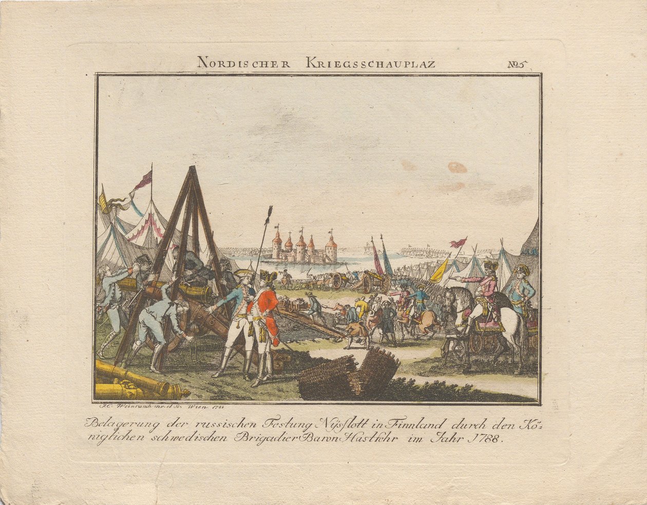 Siege of the Russian Fortress Nyslott in Finland, 1788 by Johann Caspar Weinrauch