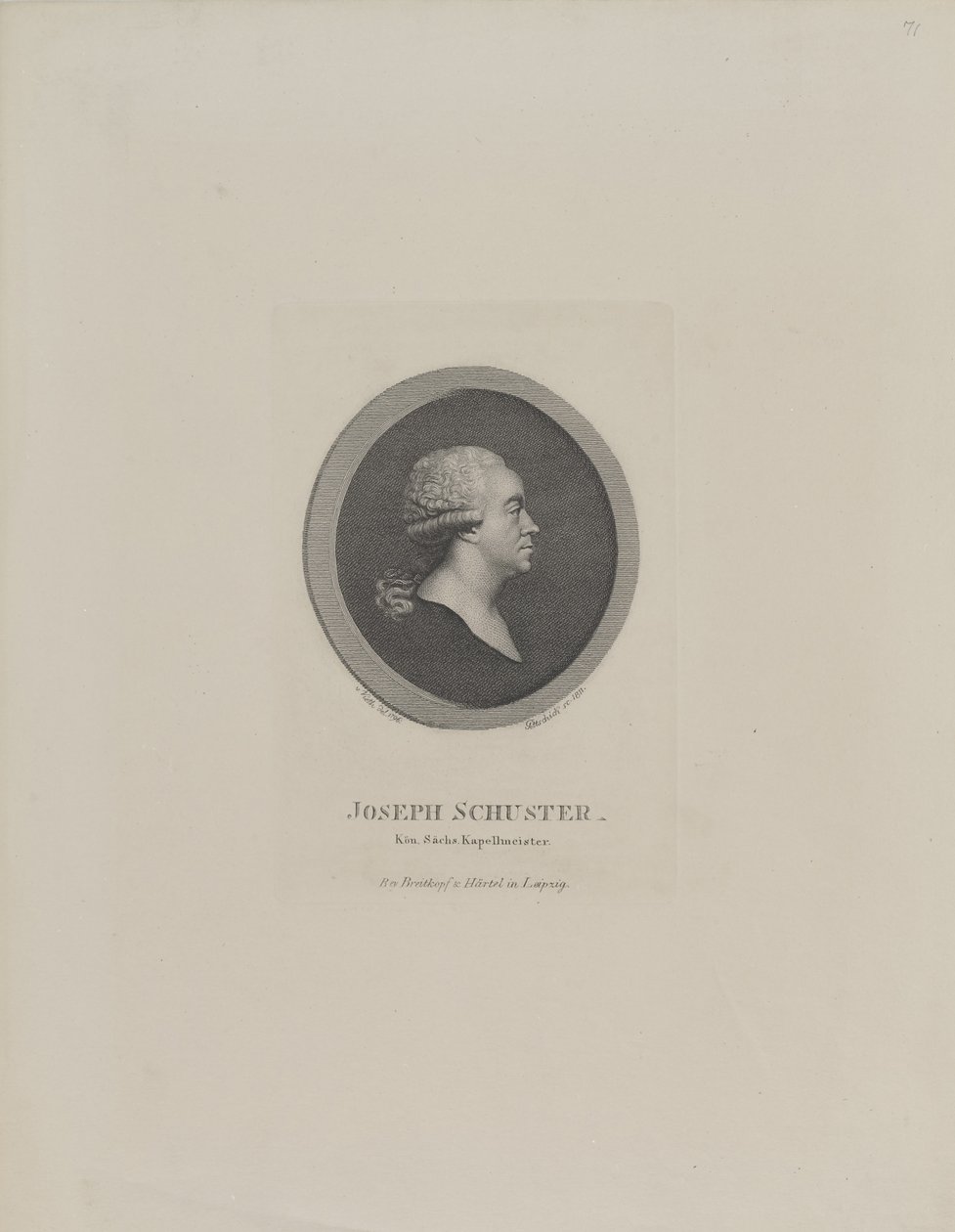 Portrait of the Composer Joseph Schuster 1748-1812, 1811 by Johann Christian Benjamin Gottschick