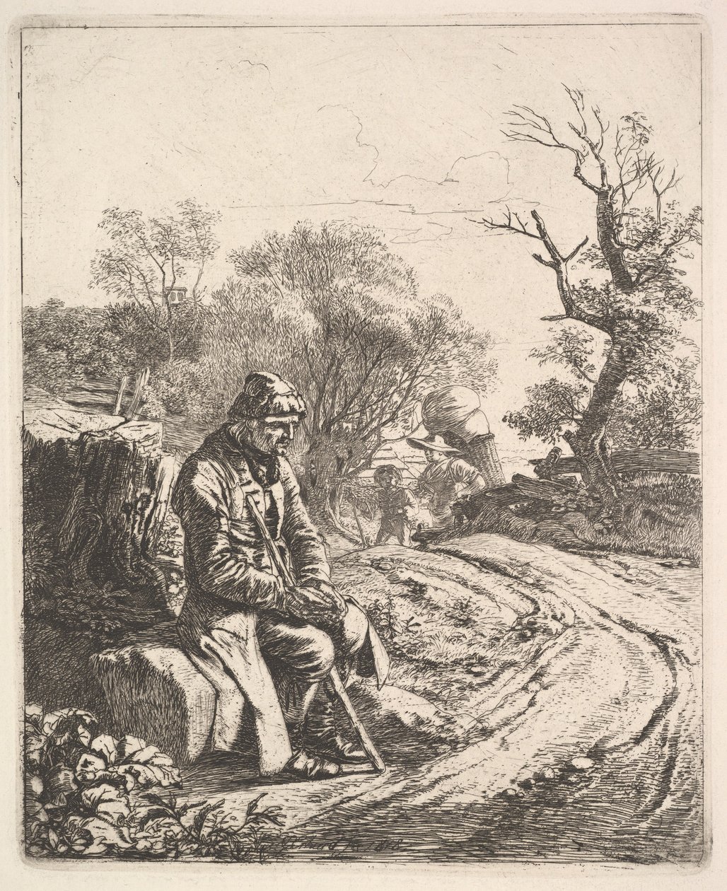 An Old Man Sitting on the Roadside, 1818 by Johann Christian Erhard