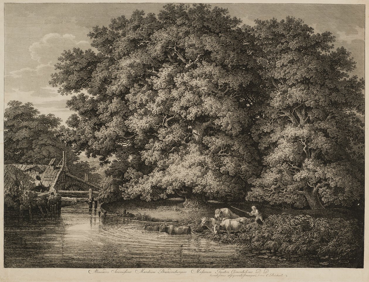 A Farmer Driving his Cattle into the Water by Johann Christian Reinhart