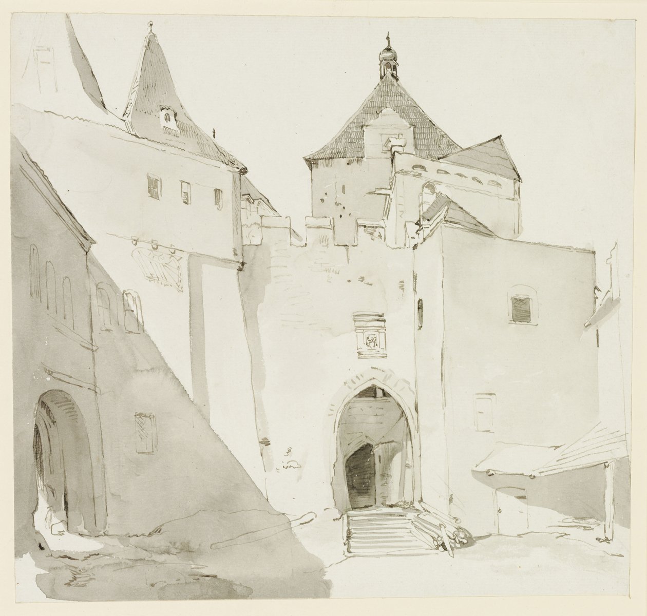 Old City Gate and Adjacent Buildings by Johann Christian Reinhart