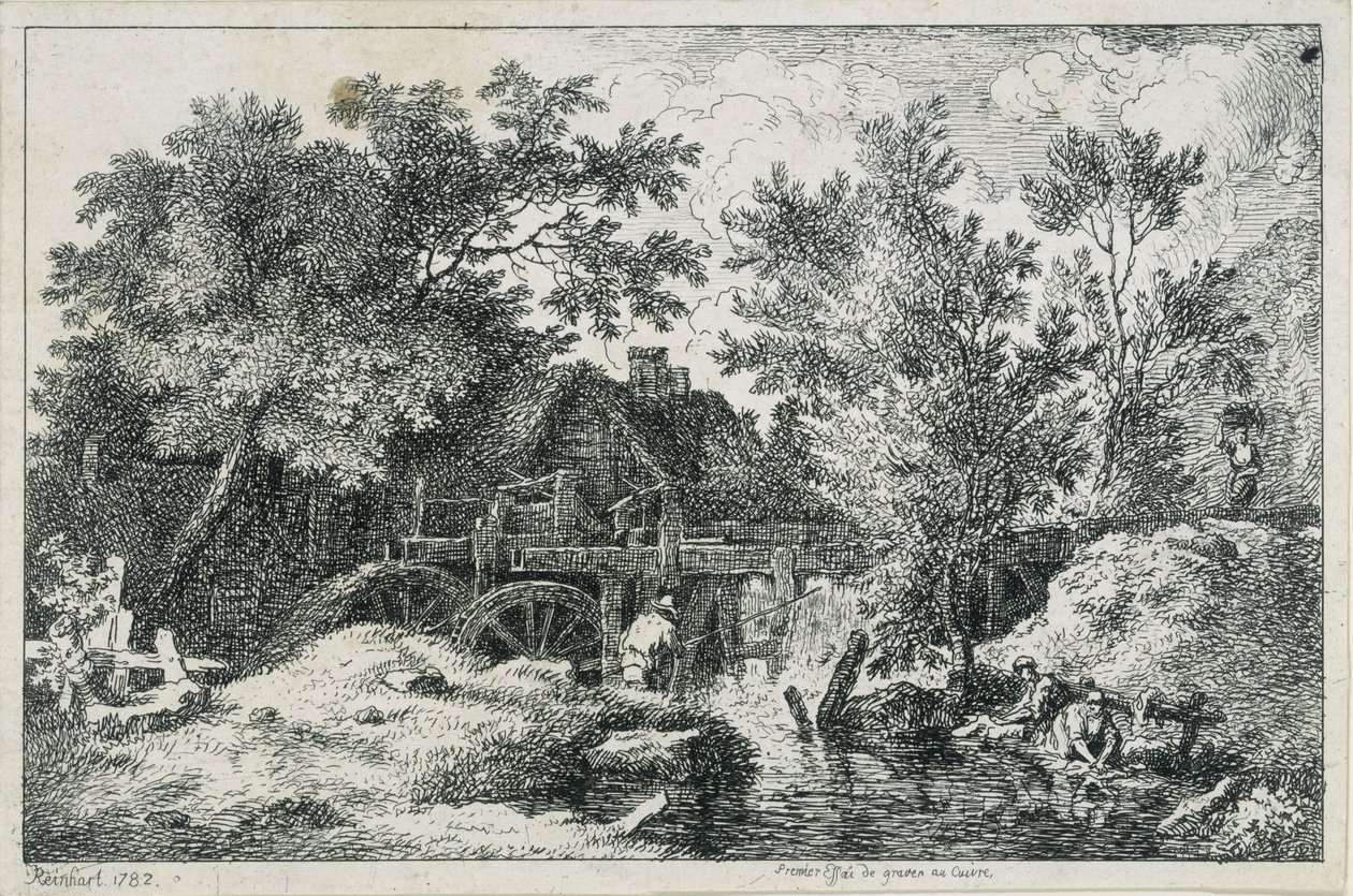Landscape with Watermill (first attempt at copper engraving) by Johann Christian Reinhart