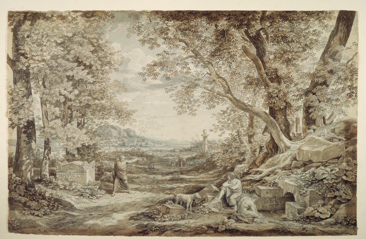 Landscape with Ancient Monuments ("The Invention of the Corinthian Capital") by Johann Christian Reinhart