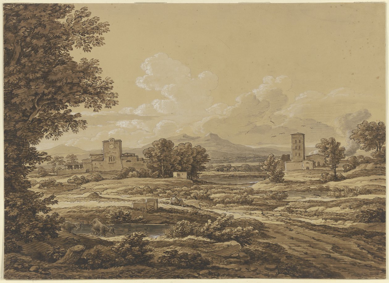 Landscape with the Torre del Quinto near Rome by Johann Christian Reinhart