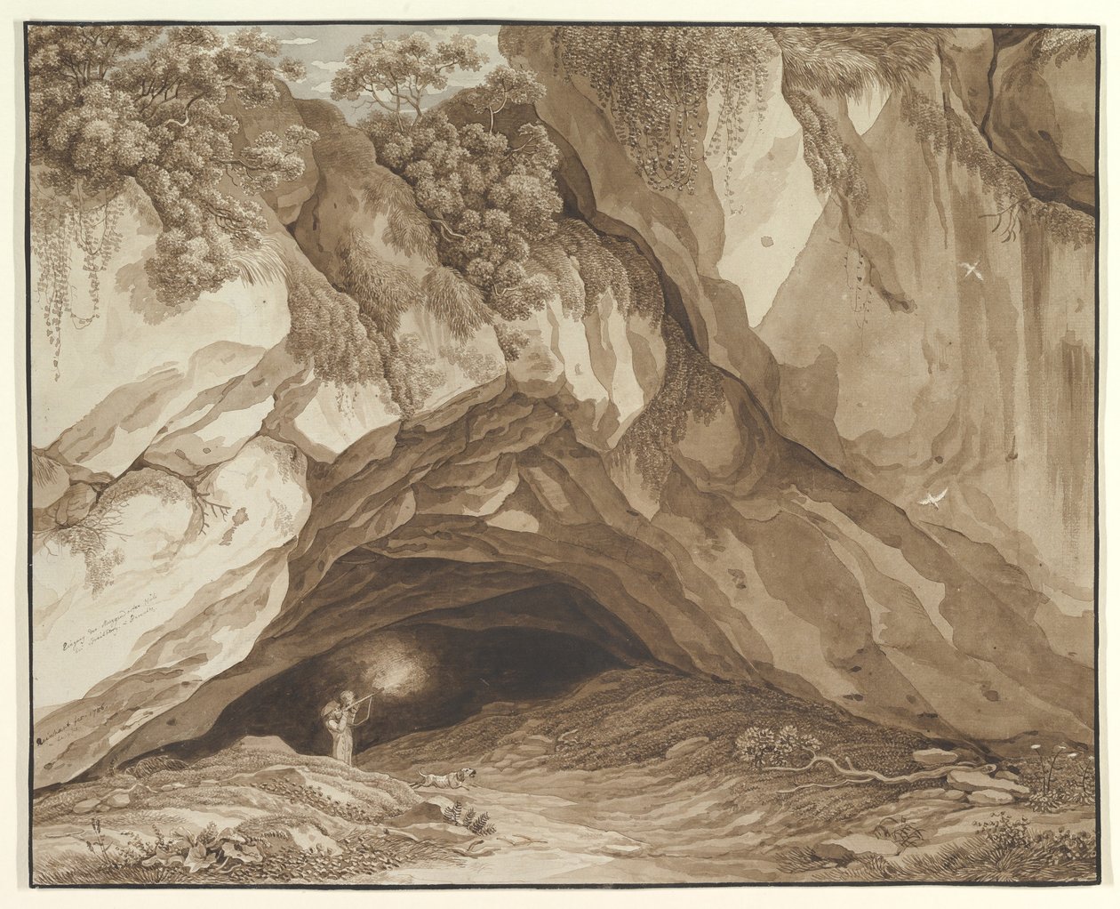 Rocky Landscape with Hunters by Johann Christian Reinhart