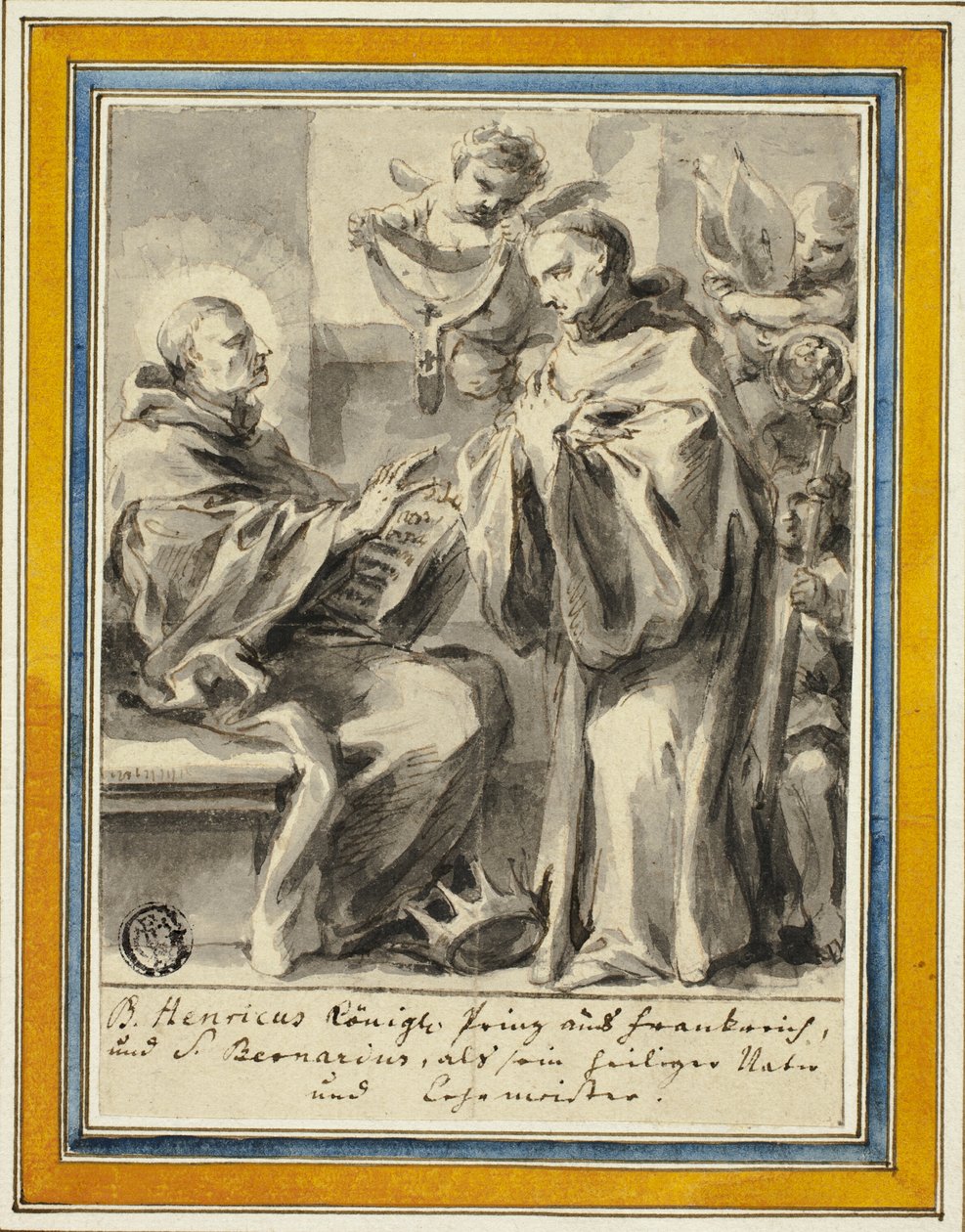 King Henry of France and Saint Bernard of Clairvaux by Johann Christoph Lischka