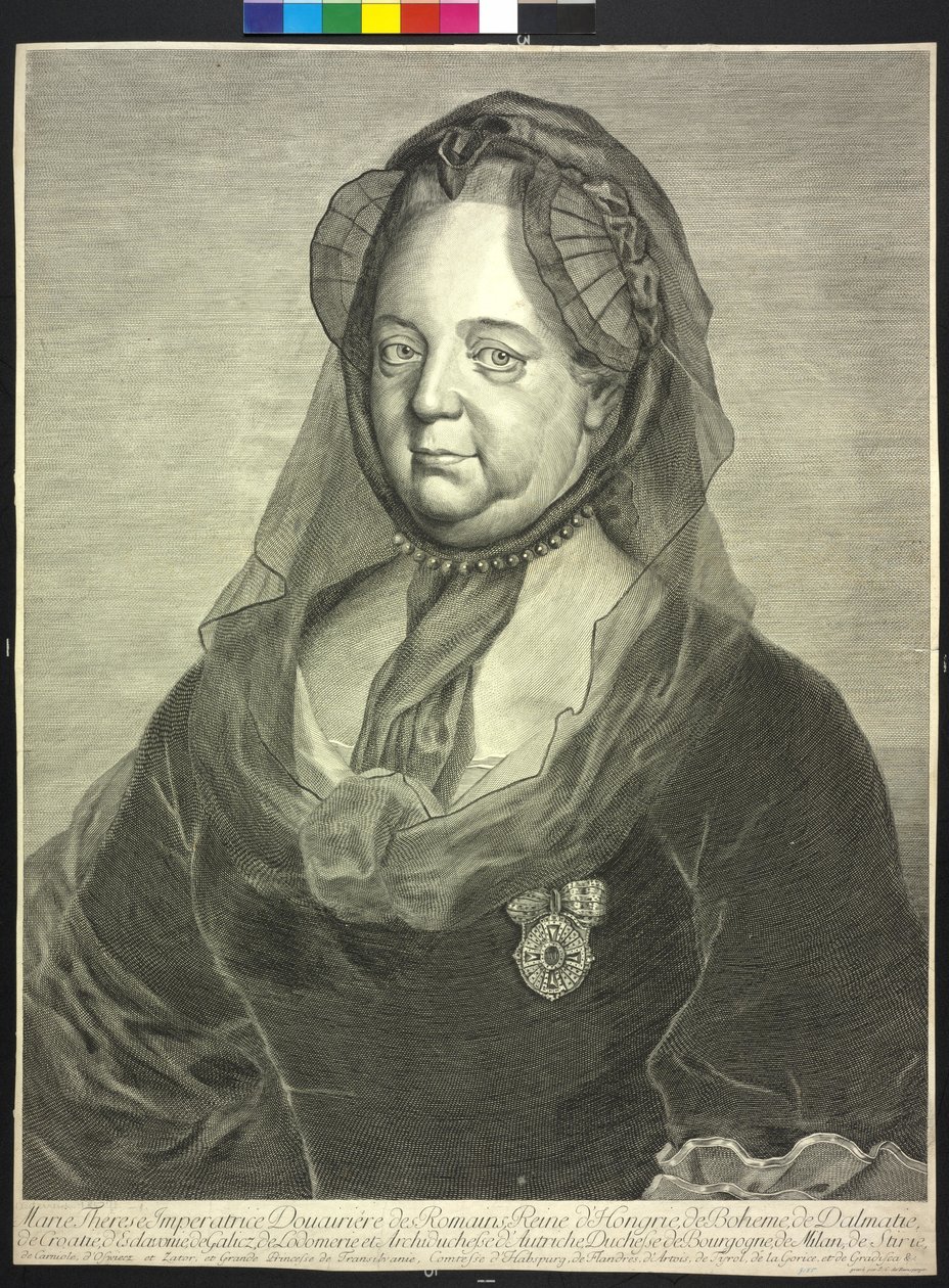 Holy Roman Empress Maria Theresa (engraving) by Johann Christoph von Reinsperger