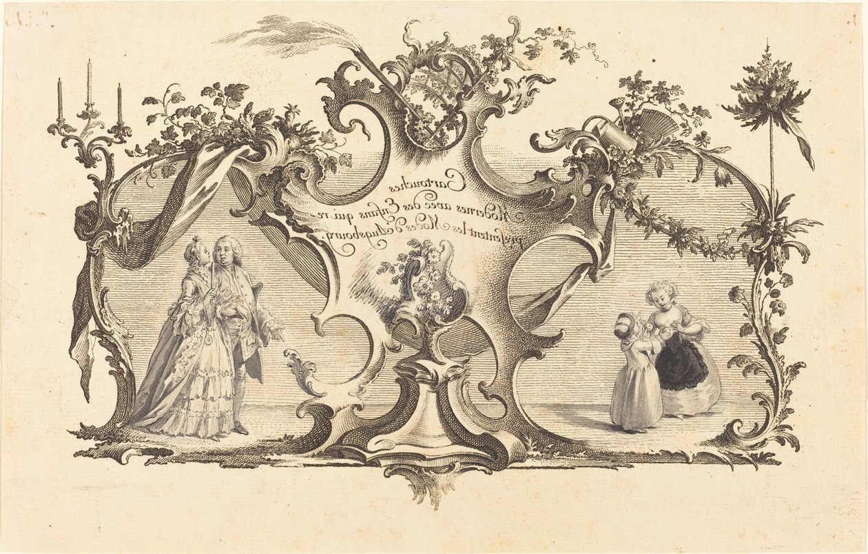 Modern Cartouches with Children Representing the Fashions of Augsburg by Johann Esaias Nilson
