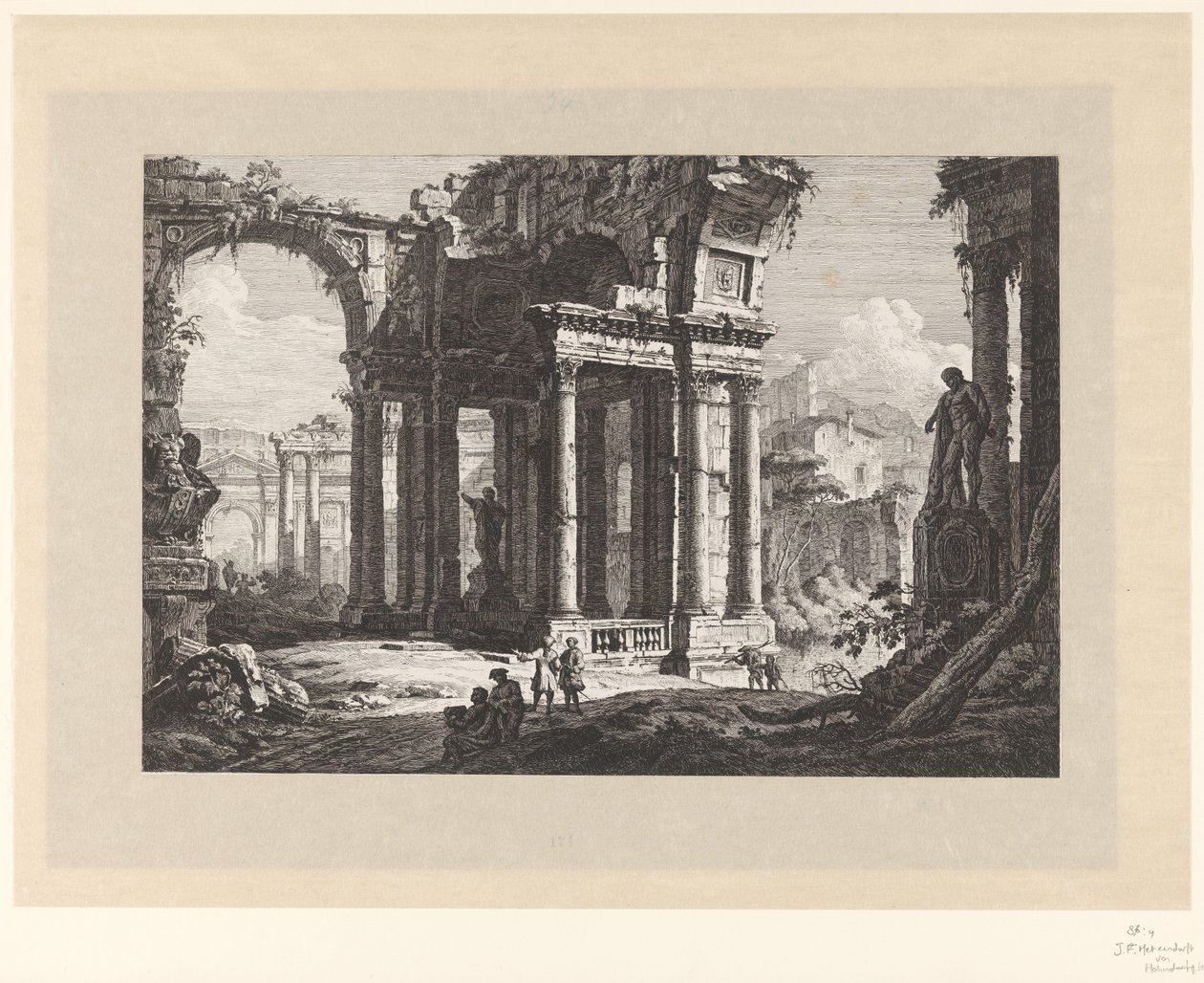 Ruins with the Farnese Hercules by Johann Ferdinand Hetzendorff von Hohenberg