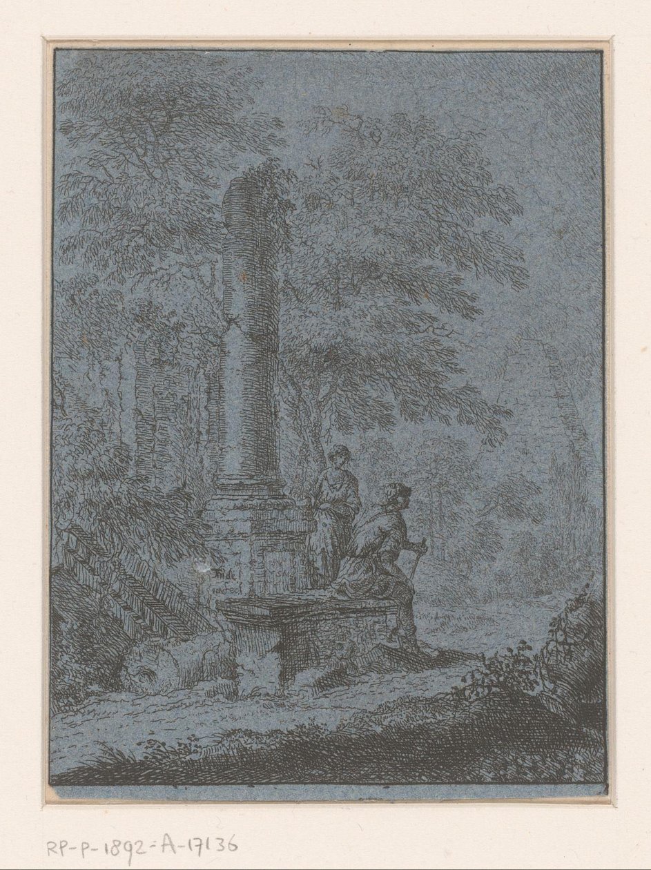 Landscape with Ruins and Two Figures by Johann Friedrich Alexander Thiele