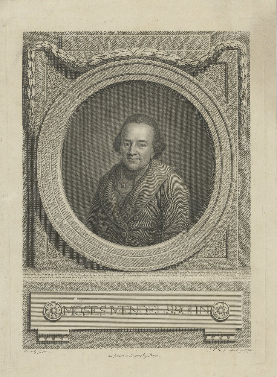 Portrait of Moses Mendelssohn, 1772 by Johann Friedrich Bause
