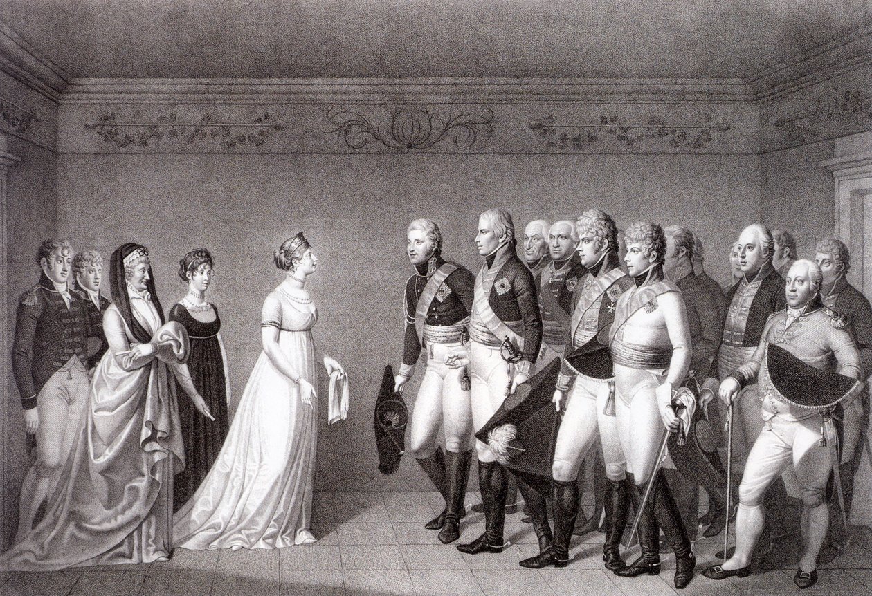 The Meeting Between Luise of Prussia and the Crown Prince Alexander of Russia in Memel by Johann Friedrich Bolt