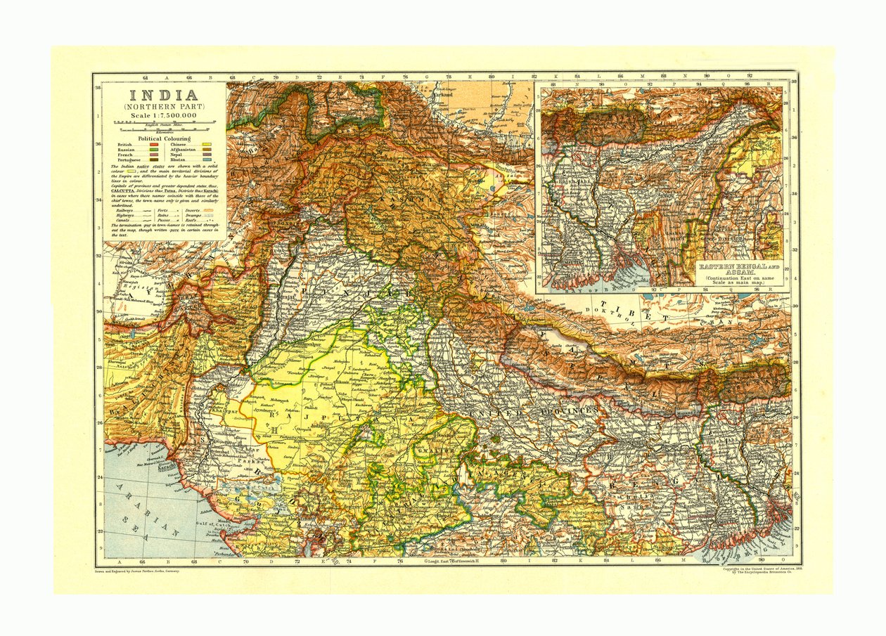 Map of India Northern Part, c1910 by Johann Georg Justus Perthes