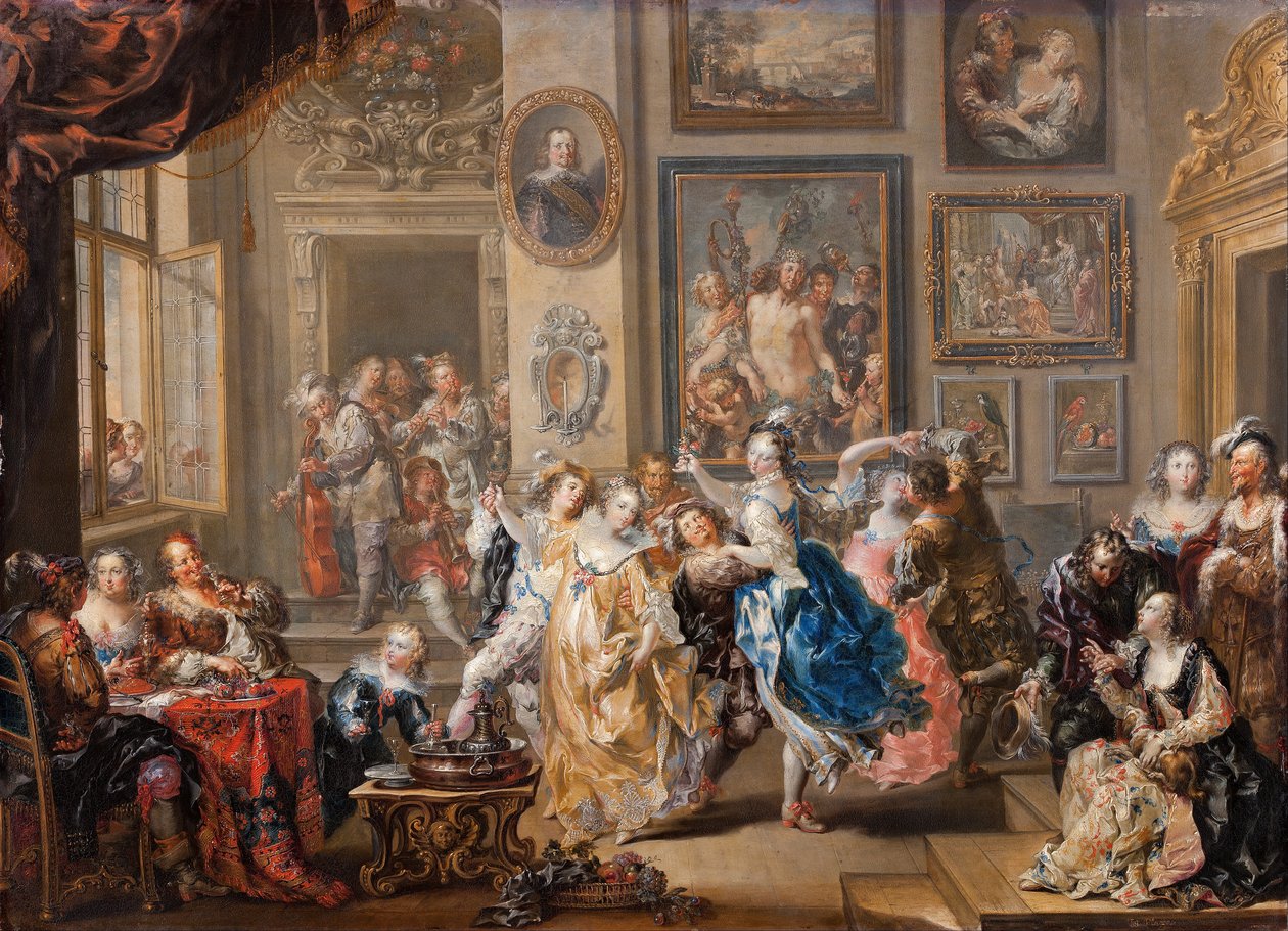 Dancing scene in palace by Johann Georg Platzer