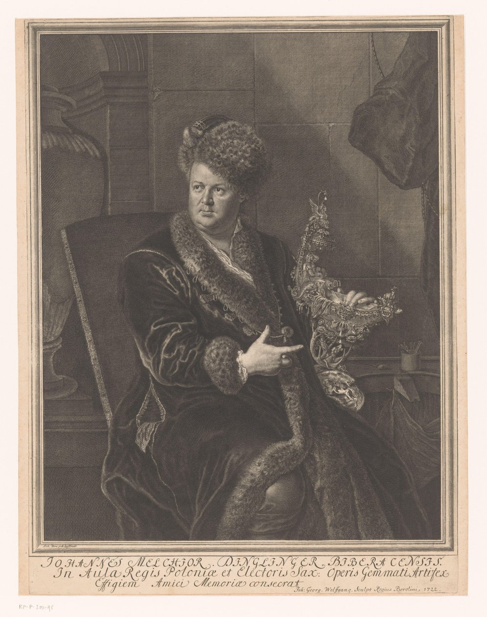 Portrait of Goldsmith Johann Melchior Dinglinger by Johann Georg Wolffgang