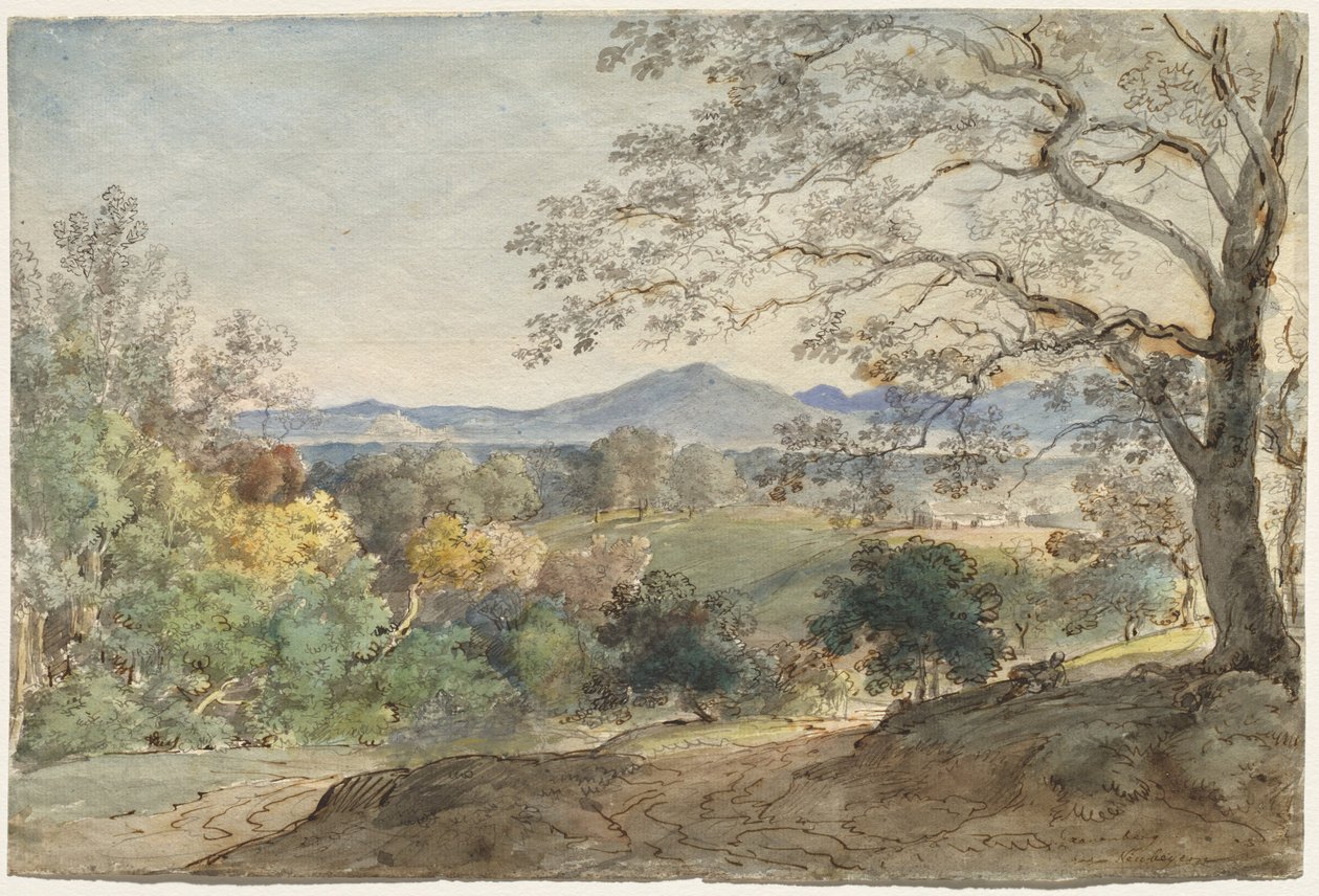 A View across the Inn Valley to the Alps and Neubeuern by Johann Georg von Dillis