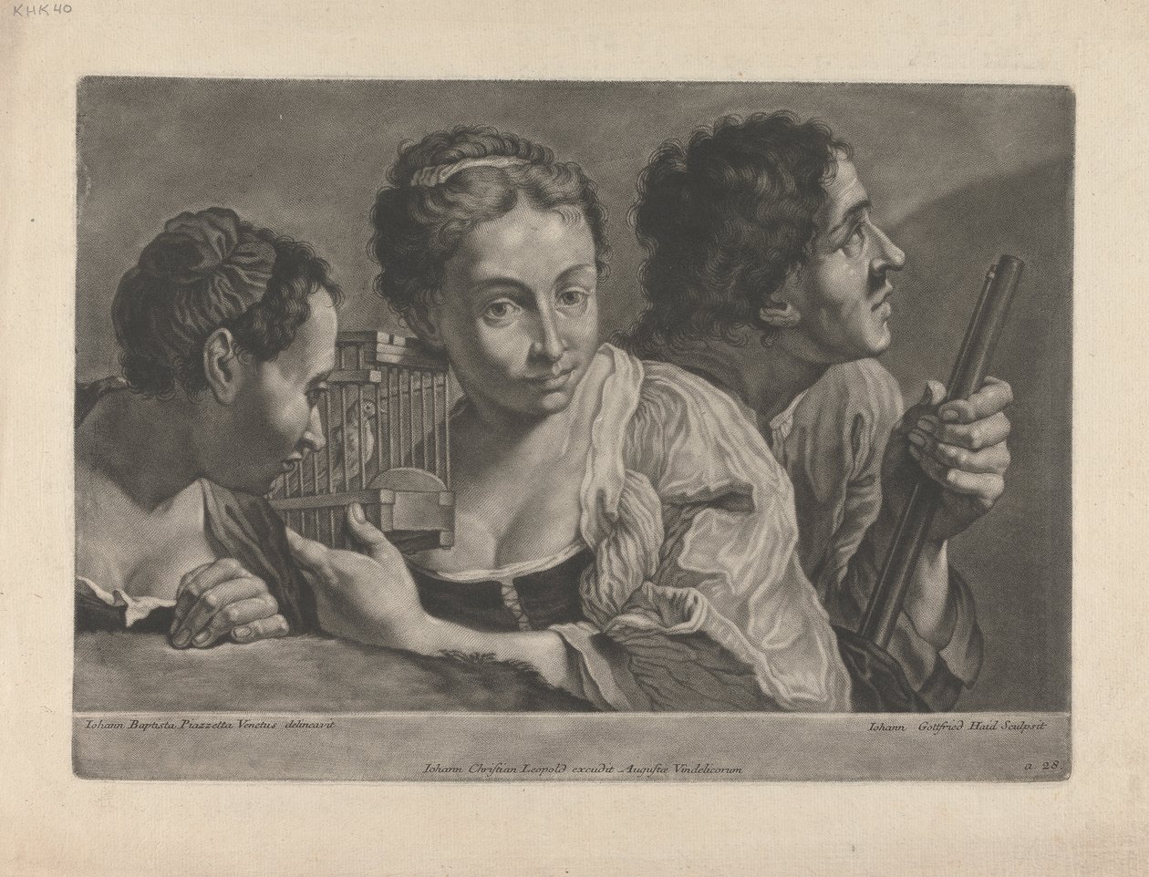Two Women Listening to a Bird, with a Man Holding a Gun by Johann Gottfried Haid