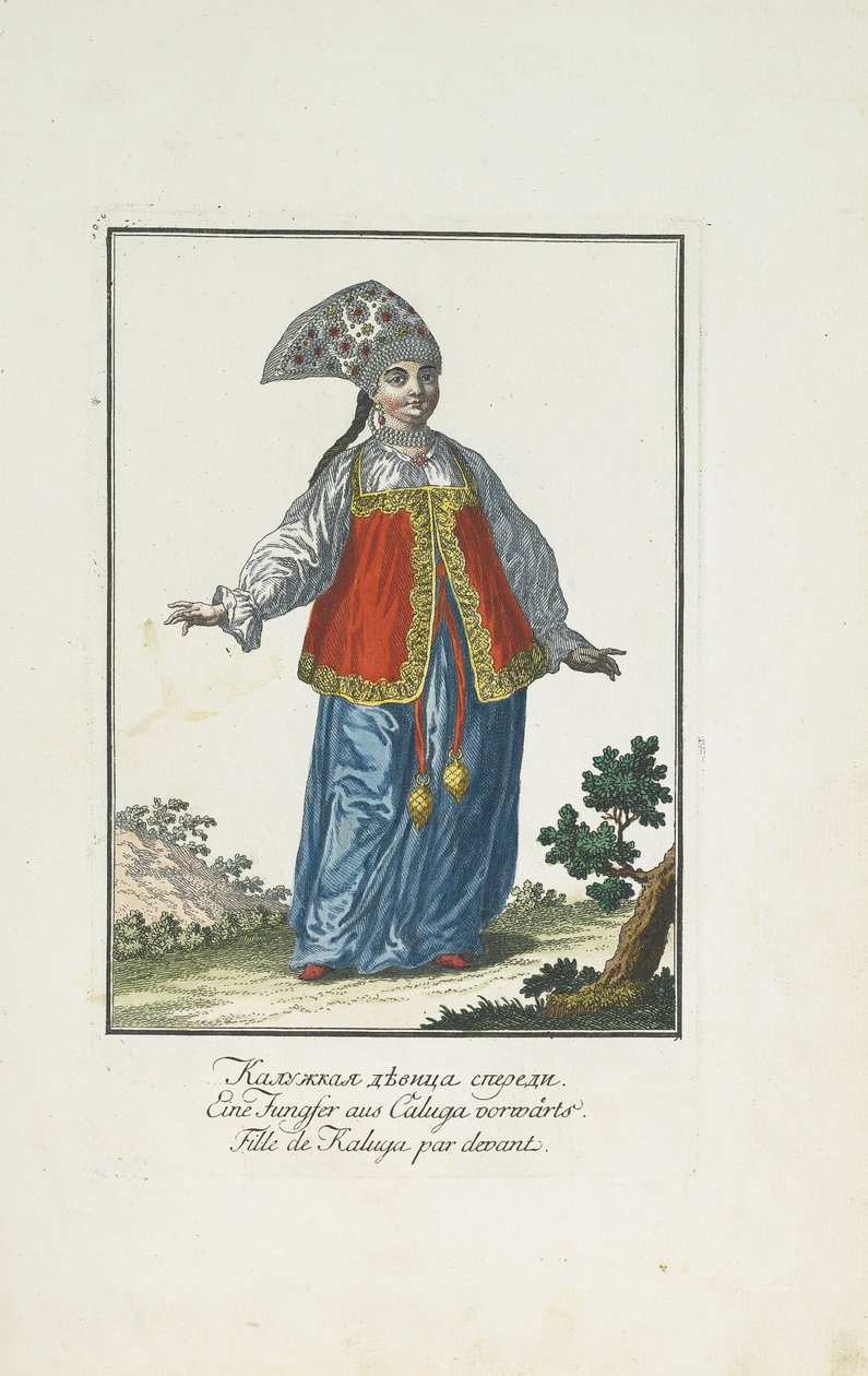 A Maiden from Kaluga in Festive Dress by Johann Gottlieb Georgi