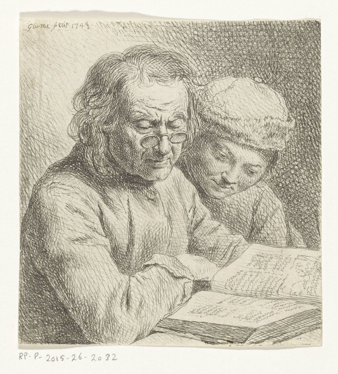 Man and Boy Reading a Book by Johann Gottlieb Glume