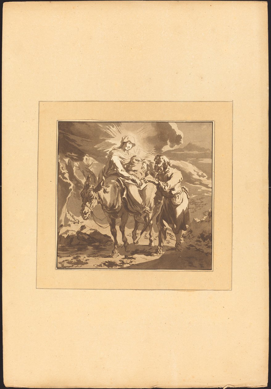 The Flight into Egypt by Johann Gottlieb Prestel after Nicolaes Pietersz Berchem