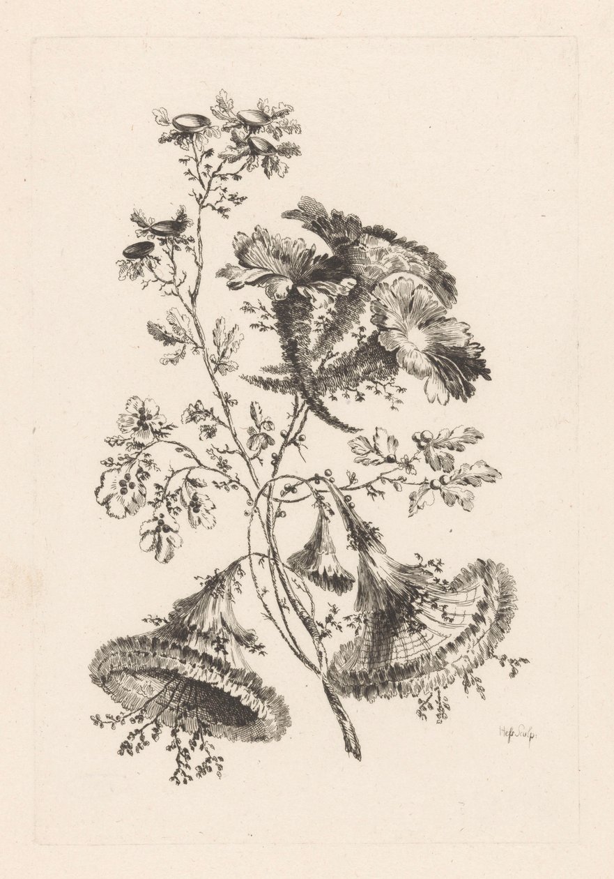 Triangular Flowers (Fleures Baroque) (series title) by Johann Heinrich  Hess