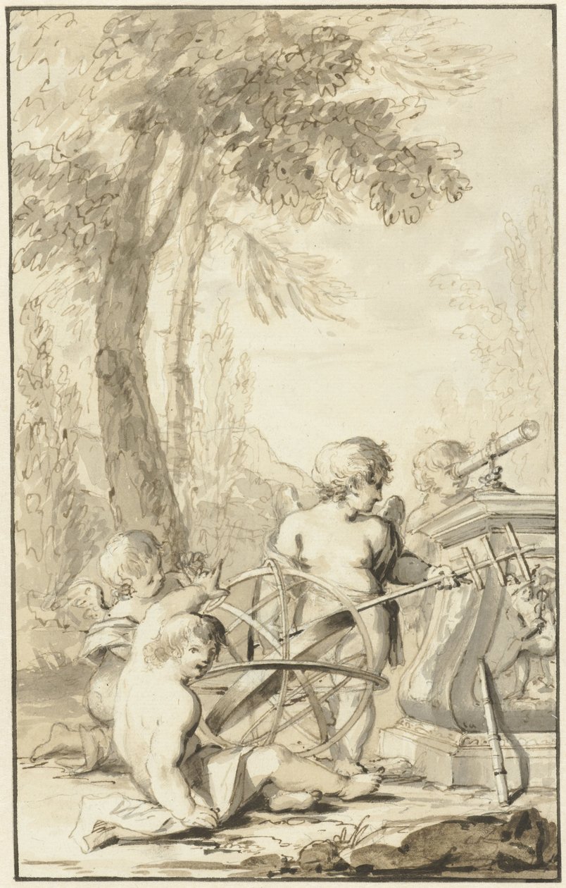 Allegorical Representation with Children Playing with Astronomical Instruments by Johann Heinrich Keller (II)
